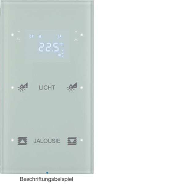 HAGER BOCCHIOTTI - Sensore touch doppio con Termostato KNX - Serie R.3 vetro Bianco pol.