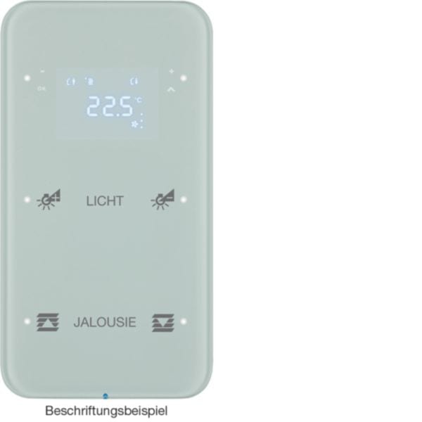HAGER BOCCHIOTTI - Sensore touch doppio con Termostato KNX - Serie R.1 vetro Bianco pol.