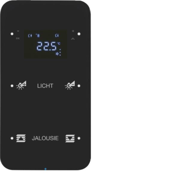 HAGER BOCCHIOTTI - Sensore touch doppio con Termostato KNX - Serie R.1 vetro nero