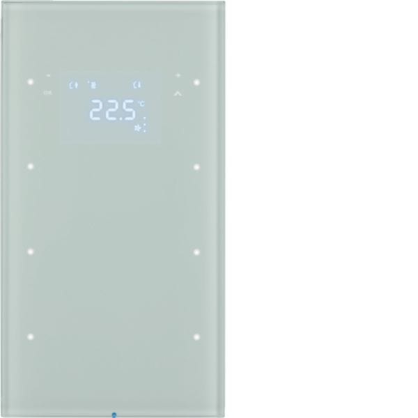 HAGER BOCCHIOTTI - Sensore touch triplo con Termostato KNX - Serie R.3 vetro Bianco pol.