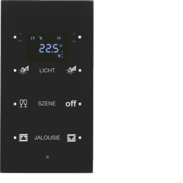 HAGER BOCCHIOTTI - Sensore vetro KNX triplo con Termostato KNX - Serie TS Sensor vetro nero