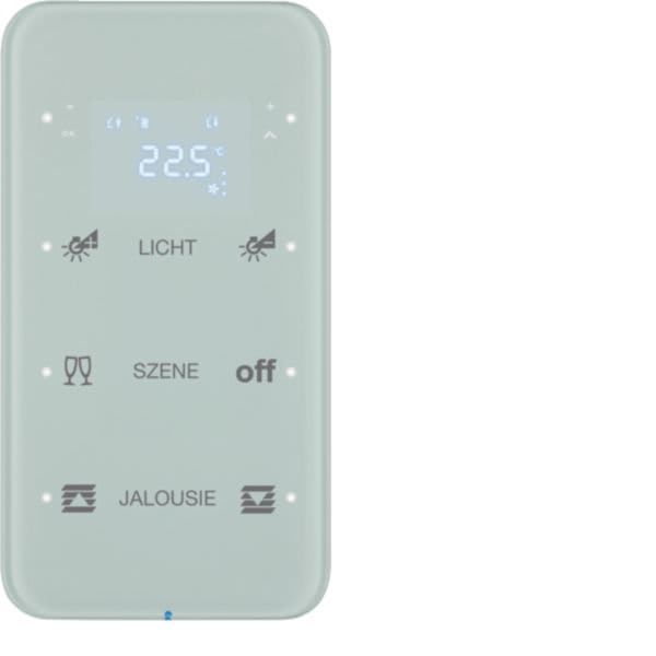 HAGER BOCCHIOTTI - Sensore touch triplo con Termostato KNX - Serie R.1 vetro Bianco pol.