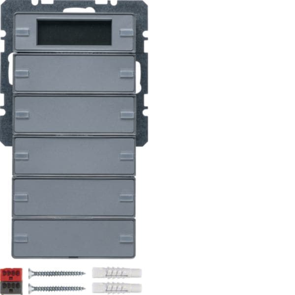 HAGER BOCCHIOTTI - Sensore a tasti quintuplo con regolat. di temperatura KNX - Serie Q.1/Q.3 allum.