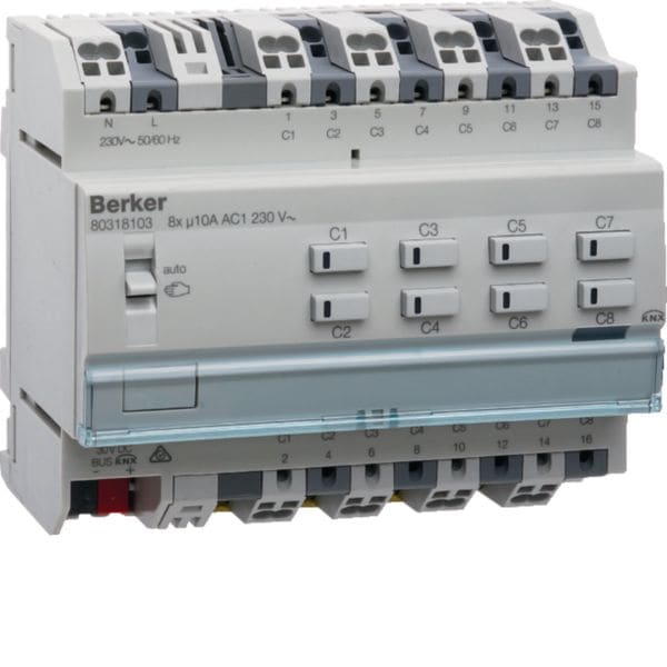 HAGER BOCCHIOTTI - Attuatore on-off/veneziane ottuplo/4 out 10 A con tensione ausiliaria KNX