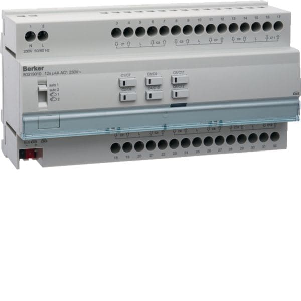 HAGER BOCCHIOTTI - Attuatore per veneziane a 12 per montaggio su guida 230 V KNX grigio chiaro