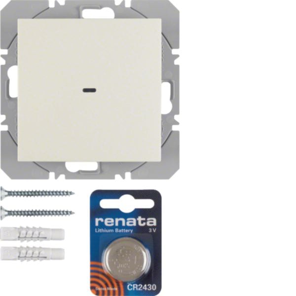 HAGER BOCCHIOTTI - Radiotrasmettitore KNX da muro singolo piatto quicklink Berker S.1 bianco lucido