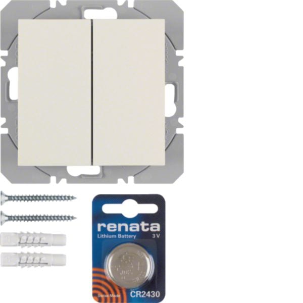 HAGER BOCCHIOTTI - Radiotrasmettitore KNX da muro doppio piatto quicklink Berker S.1 bianco lucido