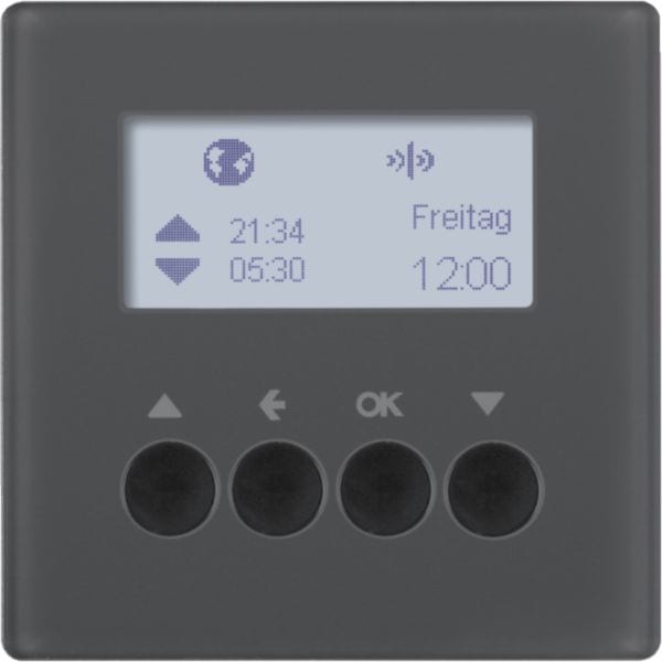 HAGER BOCCHIOTTI - Orologio radio KNX per veneziane quicklink Q.1/Q.3 antracite velluto, verniciato
