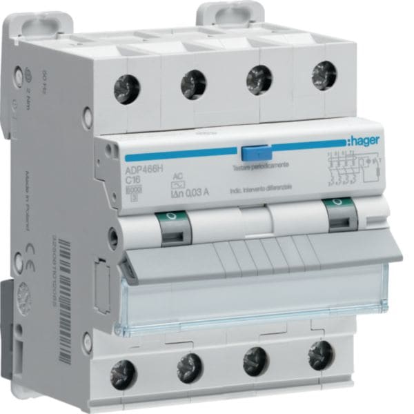 HAGER BOCCHIOTTI - differenziale magn. accessoriabile 4P 300mA - AC 20A 6kA C 4 M