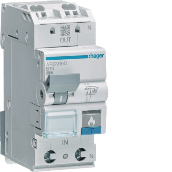 HAGER BOCCHIOTTI - DISPOSITIVO RILEVAZIONE GUASTO D'ARCO AFDD 1P+N 6A 6KA B 2M