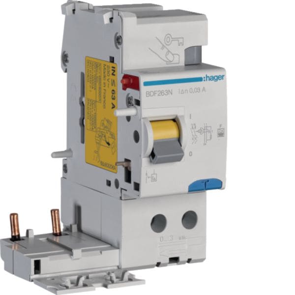 HAGER BOCCHIOTTI - Blocco differenziale 2P 30mA In63A tipo F 2 moduli