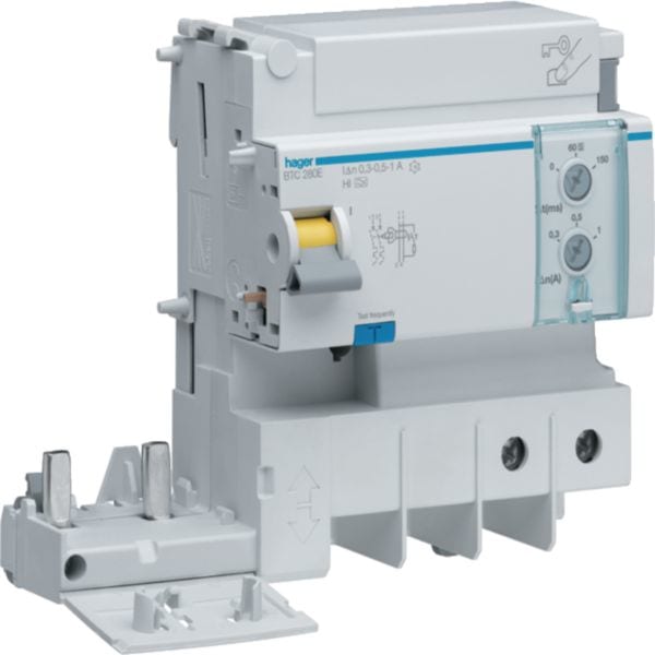 HAGER BOCCHIOTTI - Blocco Differenziale 125 A 2 Poli Regolabile 300-500-1000 Ma Tipo Ac 3 M. Din