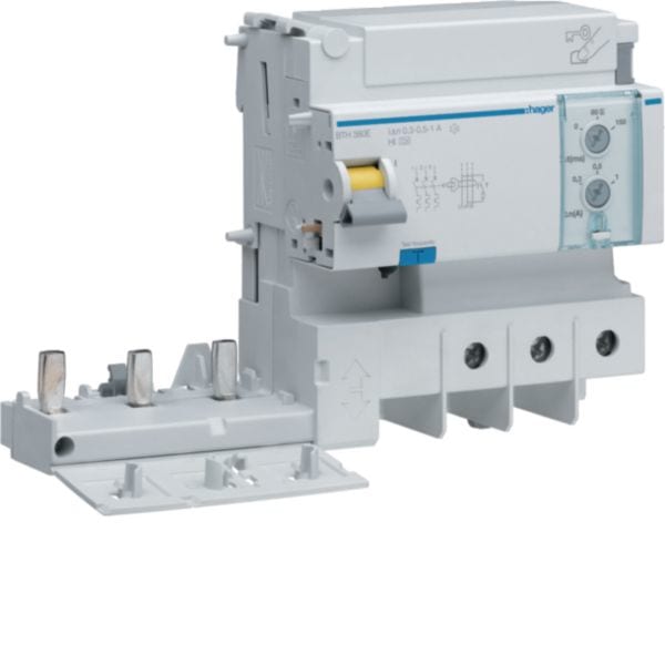 HAGER BOCCHIOTTI - Blocco Differenziale 125 A 3 Poli Regolabile 300-500-1000 Ma Tipo Ac 4.5 M. Din