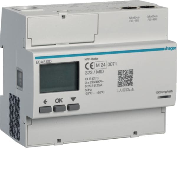 HAGER BOCCHIOTTI - CONTATORE TRIFASE DIRETTO 125A MODBUS AGARDIO MID 6M