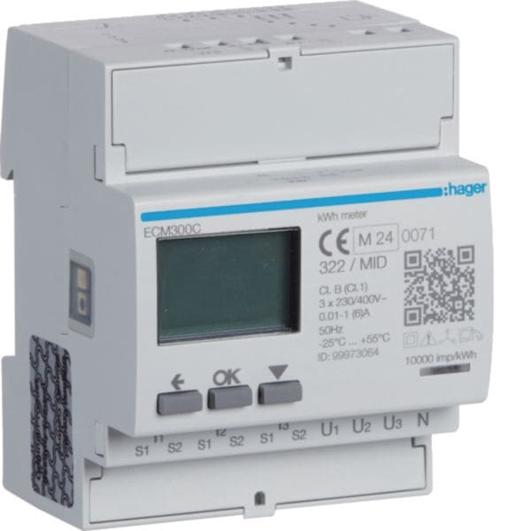 HAGER BOCCHIOTTI - CONTATORE TRIFASE TA 1-5A MBUS MID 4M