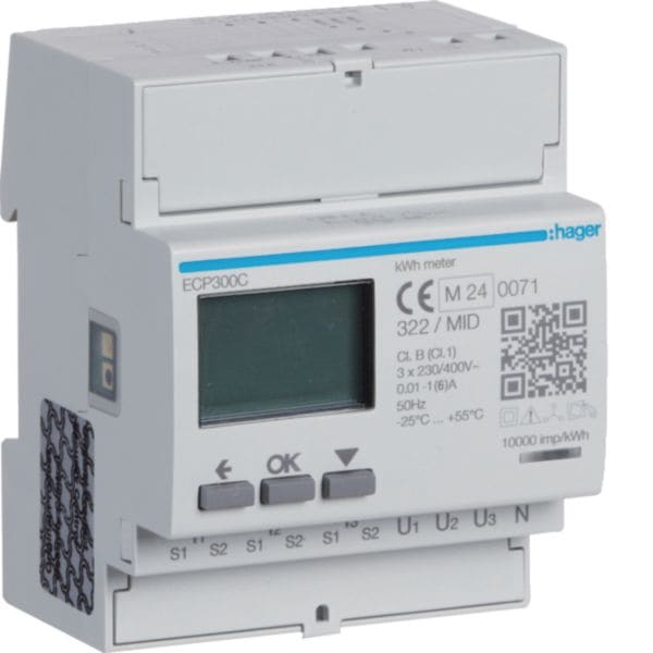 HAGER BOCCHIOTTI - CONTATORE TRIFASE TA 1-5A USCITA IMPULSI MID 4MOD