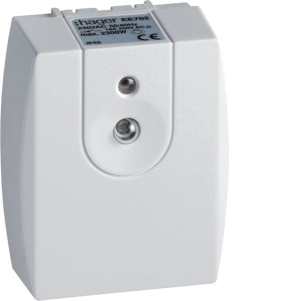 HAGER BOCCHIOTTI - Int. Crepuscolare Compatto - 230V 50Hz - 1 Na 16A - 10-30 Lux - Ip55 - Parete