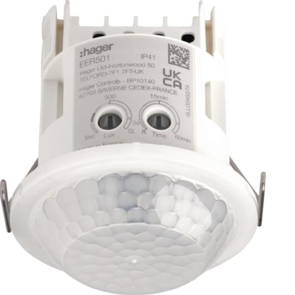 HAGER BOCCHIOTTI - Rilevatore presenza/movimento mini 360° 230V AC inst. incasso, rilevazione Ø10m