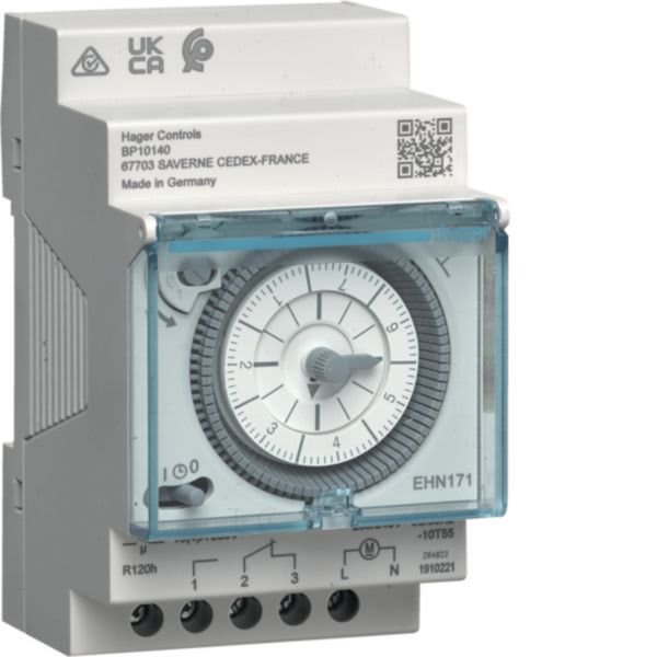 HAGER BOCCHIOTTI - Int.Or.Elettromecc.Sett.- Ris.Car.- 230V 50Hz - 1 Sc 16A - Man-0-Aut - 3 Mod.