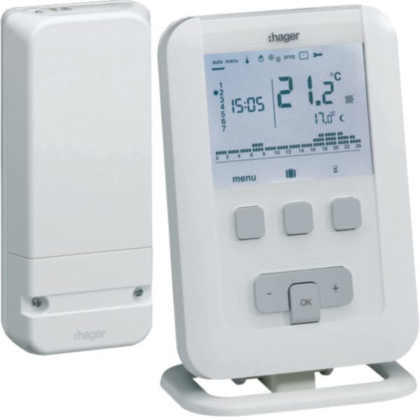 HAGER BOCCHIOTTI - Kit Cronoterm. Radio Tramett. + Ricevit. - 868,3Mhz - Batterie - 1 Sc 8A