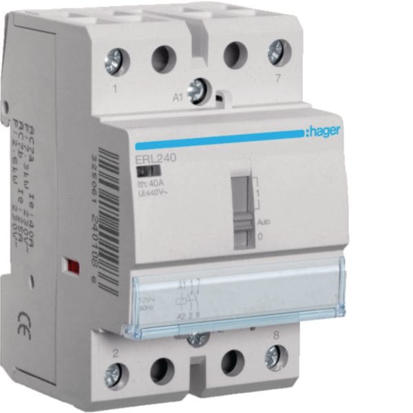 HAGER BOCCHIOTTI - Relè Di Comando , 40A, 12V, 2Na