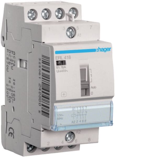 HAGER BOCCHIOTTI - Relè Di Comando , 16A, 12V, 2Na+2Nc
