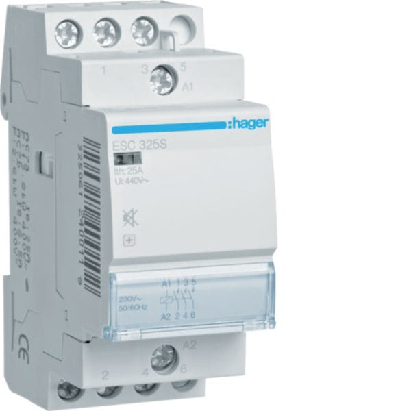 HAGER BOCCHIOTTI - Contattore Silenzioso, 25A, 230V, 3Na