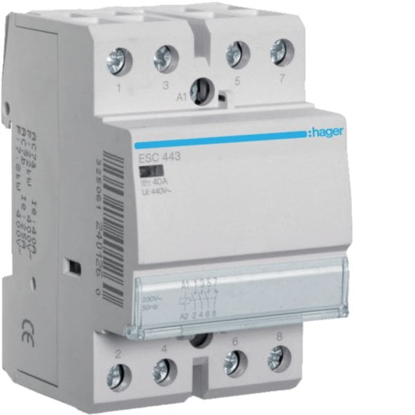 HAGER BOCCHIOTTI - Contattore , 40A, 230V, 3Na+1Nc