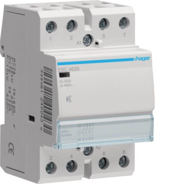 HAGER BOCCHIOTTI - Contattore Silenzioso, 63A, 230V, 4Na