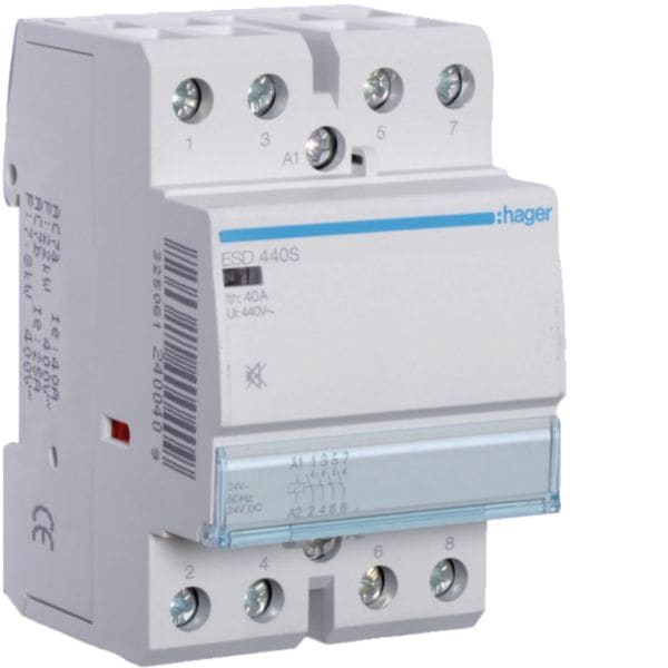 HAGER BOCCHIOTTI - Contattore Silenzioso, 40A, 24V, 4Na