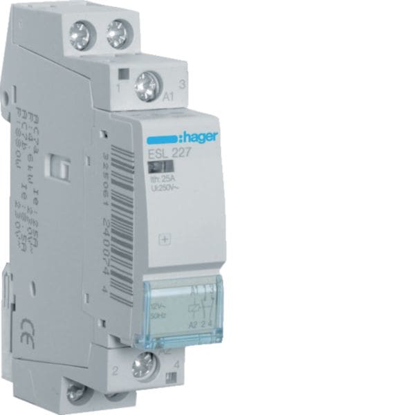 HAGER BOCCHIOTTI - Contattore , 25A, 12V, 1Na+1Nc