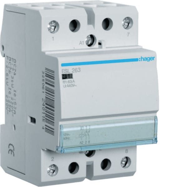 HAGER BOCCHIOTTI - Contattore , 63A, 12V, 2Na