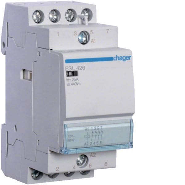 HAGER BOCCHIOTTI - Contattore , 25A, 12V, 4Nc