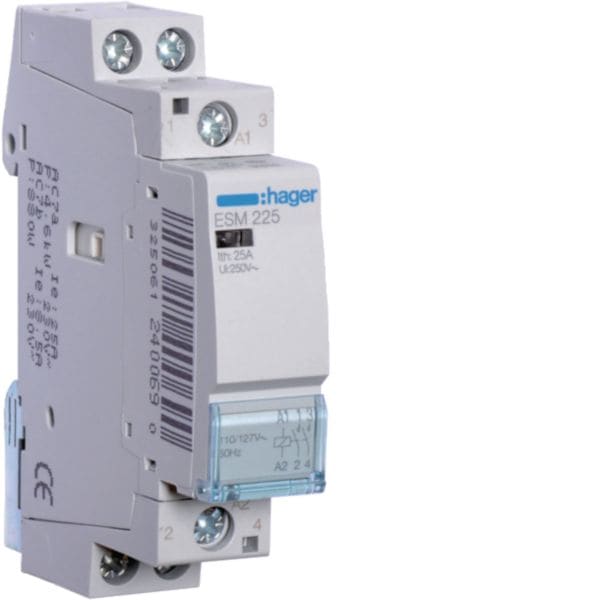 HAGER BOCCHIOTTI - Contattore Eco 2 Na 110 - 127 V Ac 25 A 1 M. Din