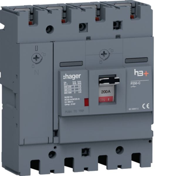HAGER BOCCHIOTTI - Interruttore manovra sezionatore h3+ P250 4poli 200A