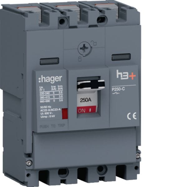 HAGER BOCCHIOTTI - Interruttore manovra sezionatore h3+ P250 3poli 250A