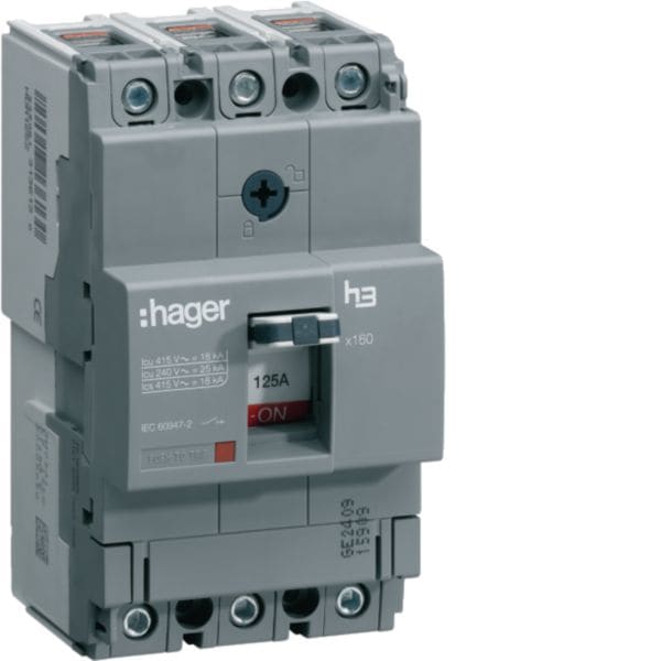 HAGER BOCCHIOTTI - Interruttore automatico x160 3 Poli 18 kA 125 A sganciatore magnetotermico