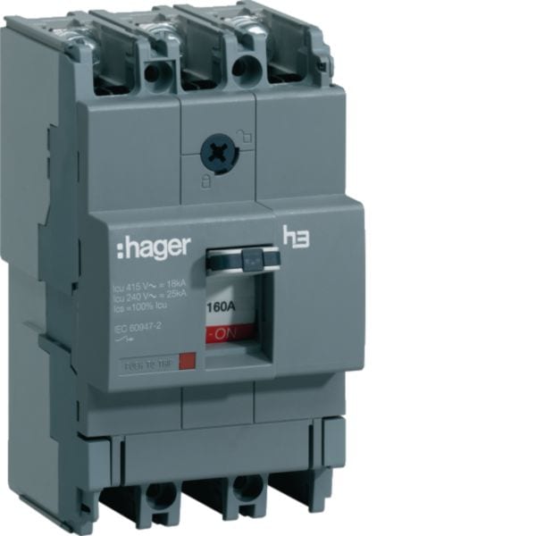 HAGER BOCCHIOTTI - Interruttore automatico x160 3 Poli 18 kA 160 A sganciatore magnetotermico
