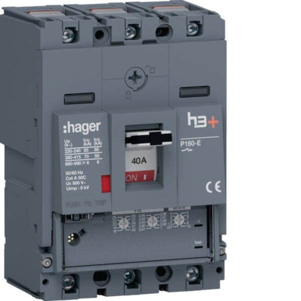 HAGER BOCCHIOTTI - Interruttore automatico h3+ P160 lsni 3poli 40A 70kA