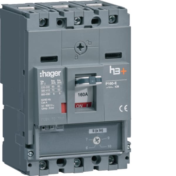 HAGER BOCCHIOTTI - Interruttore automatico h3+ P160 magnetico 3poli 160A 70kA