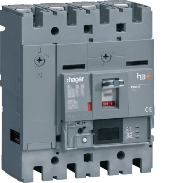 HAGER BOCCHIOTTI - Interruttore automatico h3+ P250 energy 4poli 250A 25kA neutro regolabile