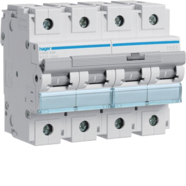 HAGER BOCCHIOTTI - Interruttore Automatico Magnetotermico 4 Poli 125 A 15 Ka Curva B 6 M. Din