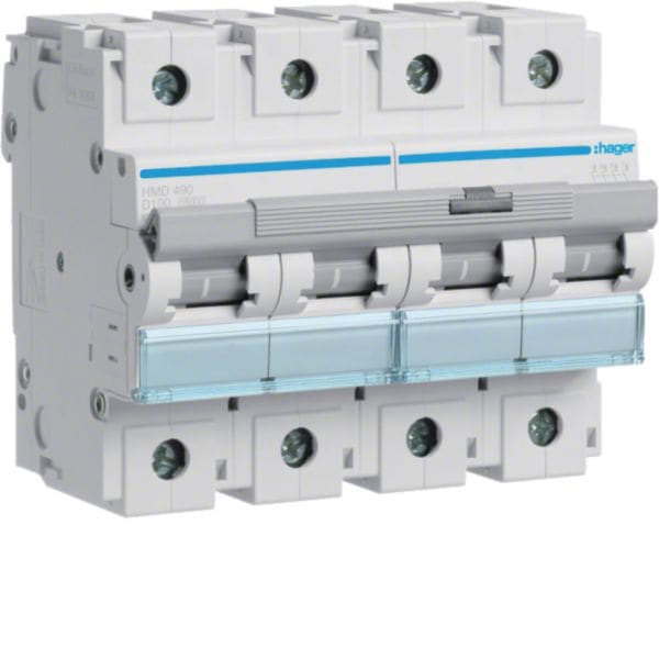 HAGER BOCCHIOTTI - Interruttore Automatico Magnetotermico 4 Poli 100 A 15 Ka Curva D 6 M. Din