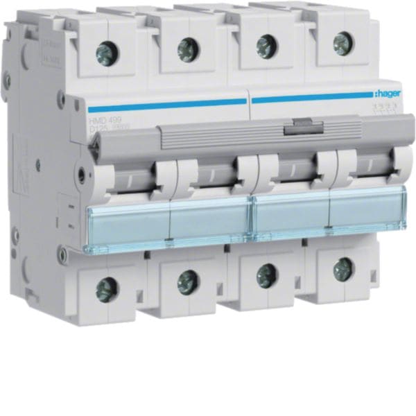 HAGER BOCCHIOTTI - Interruttore Automatico Magnetotermico 4 Poli 125 A 15 Ka Curva D 6 M. Din