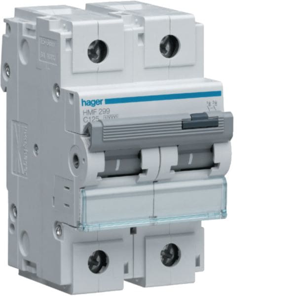 HAGER BOCCHIOTTI - Interruttore Automatico Magnetotermico 2 Poli 125 A 10 Ka Curva C 3 M. Din