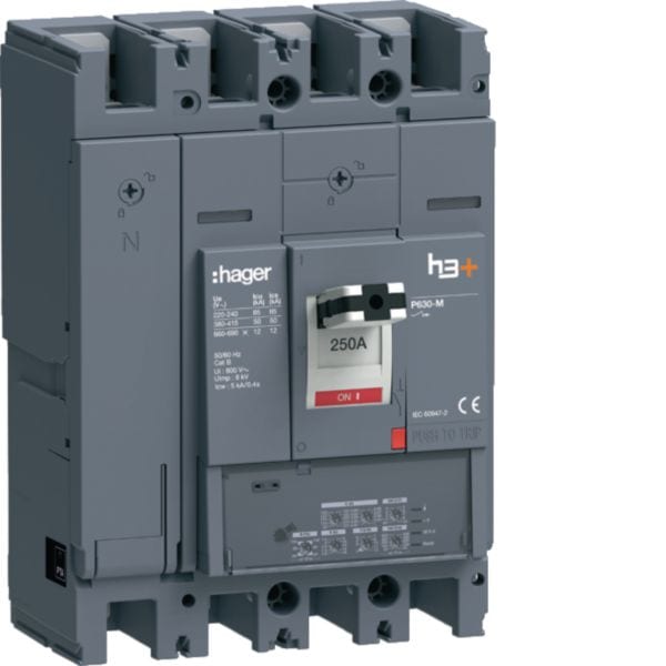 HAGER BOCCHIOTTI - Interruttore automatico h3+ P630 lsig 4poli 250A 50kA neutro regolabile