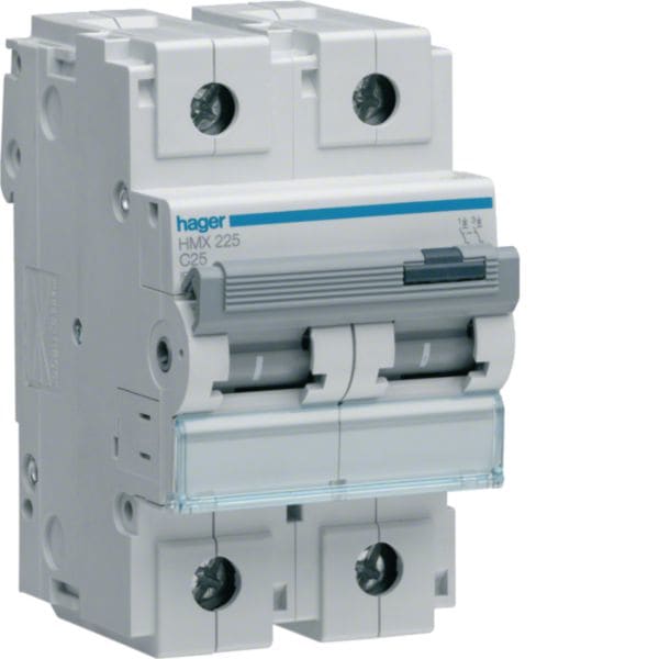 HAGER BOCCHIOTTI - Interruttore Automatico Magnetotermico 50 Ka 25 A 2 Poli Curva C 3 M. Din