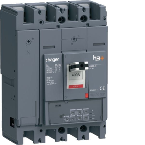 HAGER BOCCHIOTTI - Interruttore automatico h3+ P630 lsig 4poli 400A 40kA neutro regolabile