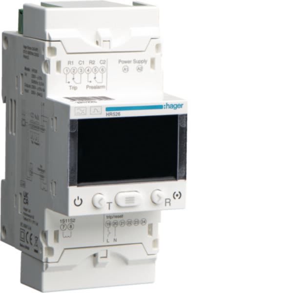 HAGER BOCCHIOTTI - Relè differenziale reg. 0.03-30A temp. display LCD 3 moduli DIN