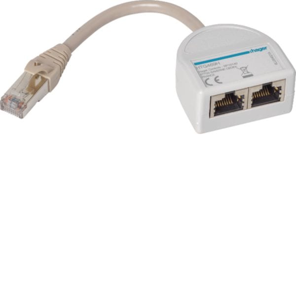HAGER BOCCHIOTTI - Derivatore a T modbus sistema Agardio con 2 prese RJ45 e 1 connettore RJ45